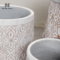 Grands pots de plantation ronds blancs de style nordique, légers, en ciment, pour l'extérieur, grands bacs à plantes pour la plantation ou l'aménagement paysager
