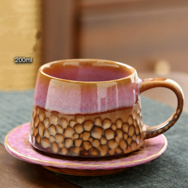 Dot retro cup and saucer-pink