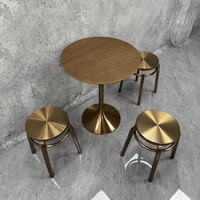 Ensemble de table et chaises de salle à manger en acier inoxydable pour restaurants, cafés, salons de thé, utilisation en extérieur, moderne, écologique, durable