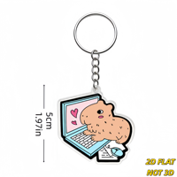 Porte-clés en acrylique Capybara mignon sur ordinateur portable, breloque technologique pour clés, sacs, sacs à dos, accessoire unique et fantaisiste