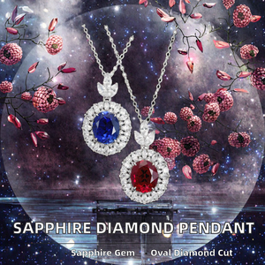FYXL1152 Pendentif de luxe rétro tendance plaqué or avec chaîne à maillons et zircon, forme œuf, rouge sang de pigeon, pour mariage - Product Image 2