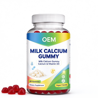 Gummies de calcium au lait en gros pour marque privée OEM, 60 unités, avec suppléments de vitamine D3