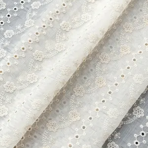 Hot Sale Design Floral Custom Pattern Hollow Out Lace Eyelet Cotton Embroidery Fabric For Garment