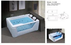 Bañera de Hidromasaje Rectangular de Acrílico Transparente de Lujo en Negro o Blanco, <span class=keywords><strong>con</strong></span> Luz LED, Bañera Doble - Product Image 4