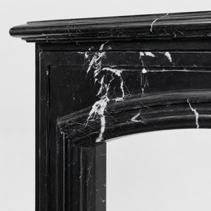 Cheminée en marbre personnalisée, moderne, sculptée à la main, luxueuse, en marbre noir/Nero Marquina, avec manteau de cheminée en marbre - Product Image 3