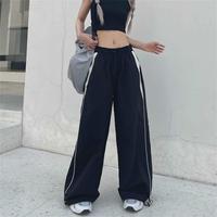 Pantalon large taille haute décontracté pour femme, style hip-hop, patchwork Y2K, noir, coupe ample, haute qualité, tendance