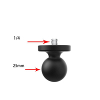 Adaptateur de montage de téléphone à rotule de 25 mm (1 pouce) avec tige filetée de 1/4 de pouce pour supports RAM, caméras d'action et caméscopes