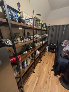 Wholesale 5-Tier Double Wide Industrial Bookshelf, 70" Tall Large Open Etagere Bookcase with Metal Frame for Living <b>Room</b> - Product Image 3