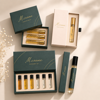 Maßgefertigte Luxus-Geschenkbox-Set mit Goldprägung und Magnetverschluss für 3 Mini-Parfüms, 10ml 12ml, mit EVA-Schaumstoff
