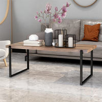 Meubles de salon personnalisés, Table basse en bois OEM ODM, Table basse de centre en métal avec pieds en métal