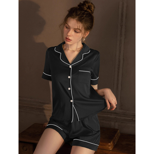 <span class=keywords><strong>ชุด</strong></span><span class=keywords><strong>นอน</strong></span><span class=keywords><strong>ผู้</strong></span><span class=keywords><strong>หญิง</strong></span> <span class=keywords><strong>ชุด</strong></span>ฤดูร้อน ผ้าไหมน้ำแข็ง แขนสั้น ดีไซน์เรียบหรู สีพื้น สามารถใส่ออกนอกบ้านได้ - Product Image 5