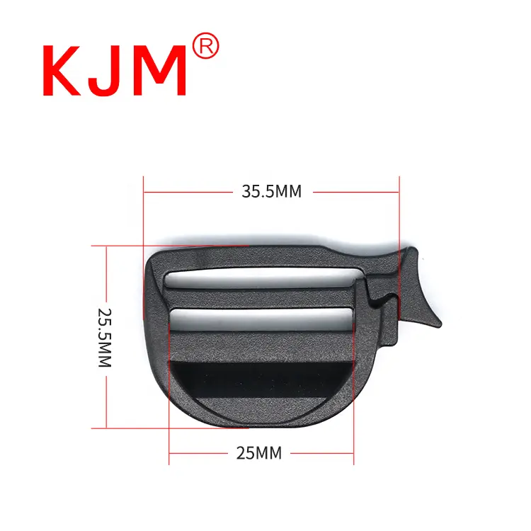 Kjm หัวเข็มขัดพลาสติกรีไซเคิล POM ปรับแต่งโลโก้ได้ตามต้องการหัวเข็มขัดพลาสติกแบบเปิดได้25มม. สำหรับสายรัดกระเป๋าเป้สะพายหลัง