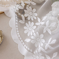 Rideau court de cuisine en dentelle blanche française, jacquard floral, pour fenêtre plate, décoration intérieure