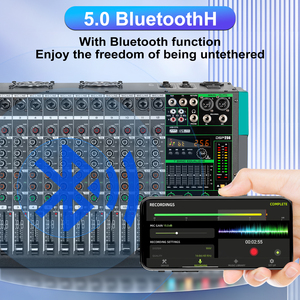 Bộ trộn khuếch đại hiệu ứng 256 kỹ thuật số GT12 Bộ trộn âm thanh chuyên nghiệp 12 kênh với Bộ khuếch đại 800W * 2 bảng điều khiển công suất - Product Image 3