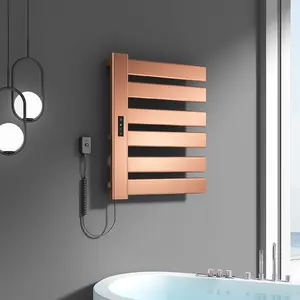 Sèche-serviettes électrique intelligent en or rose avec étagère pliable mobile, <span class=keywords><strong>radiateur</strong></span> <span class=keywords><strong>mural</strong></span> moderne pour <span class=keywords><strong>salle</strong></span> <span class=keywords><strong>de</strong></span> <span class=keywords><strong>bain</strong></span> - Product Image 1
