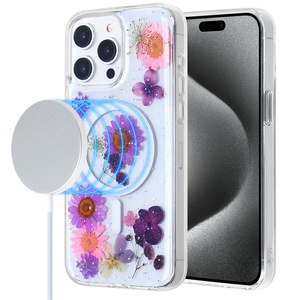 Sang Trọng Bất Khô Hoa Epoxy Crafted TPU + PC Trường Hợp Điện Thoại Cho Iphone 15/14/13/12 Rõ Ràng Chống Sốc Mạnh Mẽ Bảo Vệ Từ Tính - Product Image 4