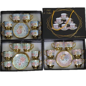 Juego de Tazas <span class=keywords><strong>y</strong></span> Platos de Cerámica con Diseño Floral, Chapado en Oro Europeo, 90 ml, Porcelana Premium, para <span class=keywords><strong>Café</strong></span>, Té, Regalo para la Hora del Té - Product Image 5