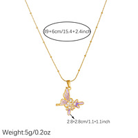 Collier pendentif papillon en acier inoxydable plaqué or 18 carats avec émail, perles et strass, résistant au ternissement, motif floral et insecte, tendance