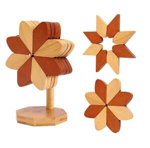 Nouveau design : Sous-verre en bois motif arbre, support <span class=keywords><strong>de</strong></span> tasse moulin à vent en bois, <span class=keywords><strong>dessous</strong></span> <span class=keywords><strong>de</strong></span> <span class=keywords><strong>plat</strong></span> en bois pour casseroles et poêles à fond <span class=keywords><strong>plat</strong></span> - Product Image 1