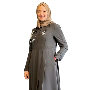 Tenue médicale d'hiver sur mesure OEM à manches longues pour hôpital, bleu marine/noir, tailles variées, ensemble de blouses modestes pour femmes musulmanes - Product Image 5