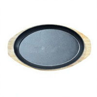 Plaque de cuisson en fonte pour grillades de steaks et poissons à l'occidentale, barbecue multifonctionnel à fond plat de forme ovale avec revêtement céramique
