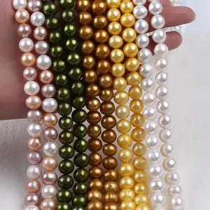 Vendita calda 10-11mm AAA multicolore perla d'acqua dolce a forma di patata fili di perle genuine all'ingrosso