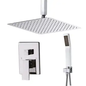 12" Rain Shower Head and Handheld, Shower Faucet Rough-in Mixer Valve and Trim Included, Luxury Rainfall Shower Sets