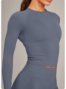 Conjunto Deportivo de Manga Larga para Mujer con Orificios para los Pulgares, Pantalones Cortos de Cintura Alta, Secado Rápido, Transpirable, para Yoga, Gimnasio y Fitness - Product Image 6