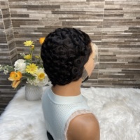 Perruque YWhair Chioma pour coupe pixie, perruque courte en dentelle frontale, cheveux vierges noirs, base en dentelle sans colle, densité 180%, 100% cheveux Remy avec baby hair