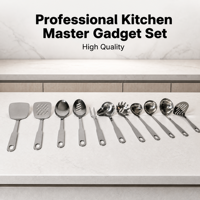 11Pcs Set Peralatan Dapur Profesional Bahan Stainless Steel Berkualitas Tinggi, Alat Masak Premium untuk Penggunaan Rumah Tangga dan Dapur Komersial