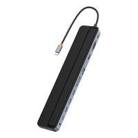 EliteJoy Gen2 11-Port Type-C HUB Adapter Abu-abu Tua (Type-C ke *1+USB3.0*3+PD*1+VGA*1+SD/TF*1+RJ45*1+Data Type-C*1+3.5mm*1)