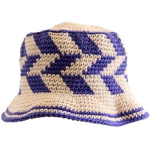หมวกถักโครเชต์แฮนด์เมดหมวกทรงถังสีทึบระบายอากาศได้ดีปรับแต่งได้ - Product Image 4