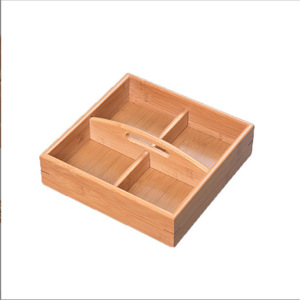 Bamboo Wood Dried Fruit Box 4 Compartment Rectangular <b>Storage</b> <b>Tray</b> Multifunction Candy Snack Organizer - Product Image 5