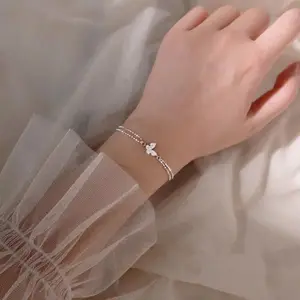 2023 braccialetto a farfalla con zirconi brillanti dolci per donna bracciale Bling a catena Color argento antiallergico con regalo timbro