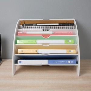 Organizador de Archivos Curvo de 5 Niveles, Bandeja para Documentos de Escritorio, Estante para Archivos de PVC Multicapa para Uso en Oficina y Hogar - Product Image 1