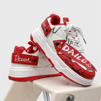 Nouvelles chaussures de skateboard à plateforme imprimées graffiti, avec sangle décorative amovible, semelle épaisse, lacets, chaussures décontractées