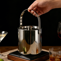 Ensemble de seaux à glace isothermes en acier inoxydable avec pinces à glace, couvercle et plateau, 1,3 L, double paroi, pour boissons de bar