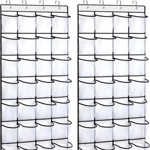 Organisateur mural 24 compartiments pour chaussures et articles divers, en tissu, avec poches en maille, à suspendre sur la porte ou dans le placard - Product Image 3