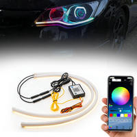 Lampe de voiture universelle flexible XTX RGB LED 12V pour rénovation et mise à niveau, 30cm/45cm/60cm, feux de jour (DRL) et clignotants 6000 lm OE