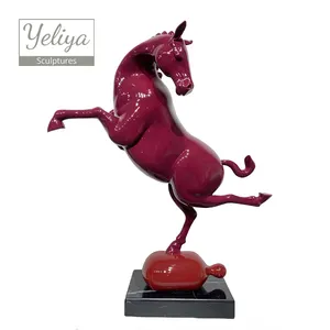 工厂定制红马玻璃纤维雕塑铜艺术工艺工艺品红奔马摆件装饰