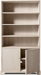 Bibliothèque en bois moderne, simple, écologique et durable avec portes de placard à lignes verticales et poignée en laiton pour salon et bureau à domicile - Product Image 5