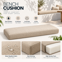 Coussin de banc long pour jardin, terrasse et extérieur, en tissu de blé tissé, résistant aux UV, épais, confortable, polyvalent et durable
