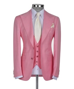 Abito da uomo rosso su misura e su misura 3 pezzi classico Color tinta unita <span class=keywords><strong>Blazer</strong></span> <span class=keywords><strong>con</strong></span> <span class=keywords><strong>bottoni</strong></span> dorati per matrimonio sposo set di vestiti - Product Image 6