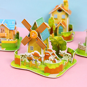 Mini rompecabezas de casa 3D para niños, juguete de educación temprana para montar, colores mezclados, de 5 a 7 años, unisex - Product Image 5