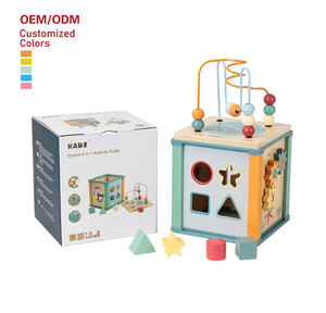 Montessori Ocean Animal Wooden Bead Maze Activity Cube Early Educational Toys Color <b>Shape</b> Matching <b>Blocks</b> for Kids Boys & Girls - Product Image 1