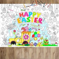 Póster Gigante de Papel para Colorear de Pascua, 31*43 Pulgadas, para Actividades de Mesa Infantiles, Recuerdo de Fiesta, Regalo para el Hogar