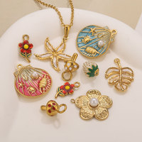 Summer Bloom & Shore | Pendentifs breloques en émail plaqué or 18K PVD en acier inoxydable pour la fabrication de bijoux DIY