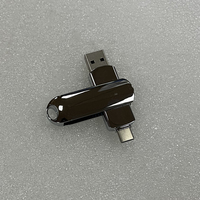 Shinny Flashdisk putar Usb c, Flash Drive logam 2.0 16GB 32GB 64GB 128GB 2in1 USB Tipe C gratis logo kustom