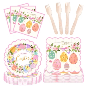 ชุดอุปกรณ์ตกแต่งงานเลี้ยงอีสเตอร์ DAMAI ประกอบด้วยดอกไม้ ไข่ จานกระดาษ ผ้าเช็ดปาก ชุดจานชามแบบใช้แล้วทิ้ง ขายส่ง - Product Image 1