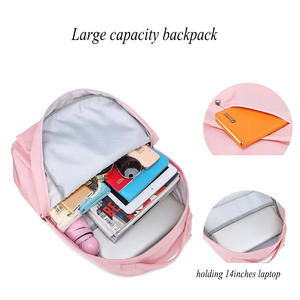 Ba lô học sinh thời trang chống trộm, chống nước, chất liệu vải Oxford lưới nylon, lót polyester, có móc khóa, màu hồng tím dành cho nữ - Product Image 5